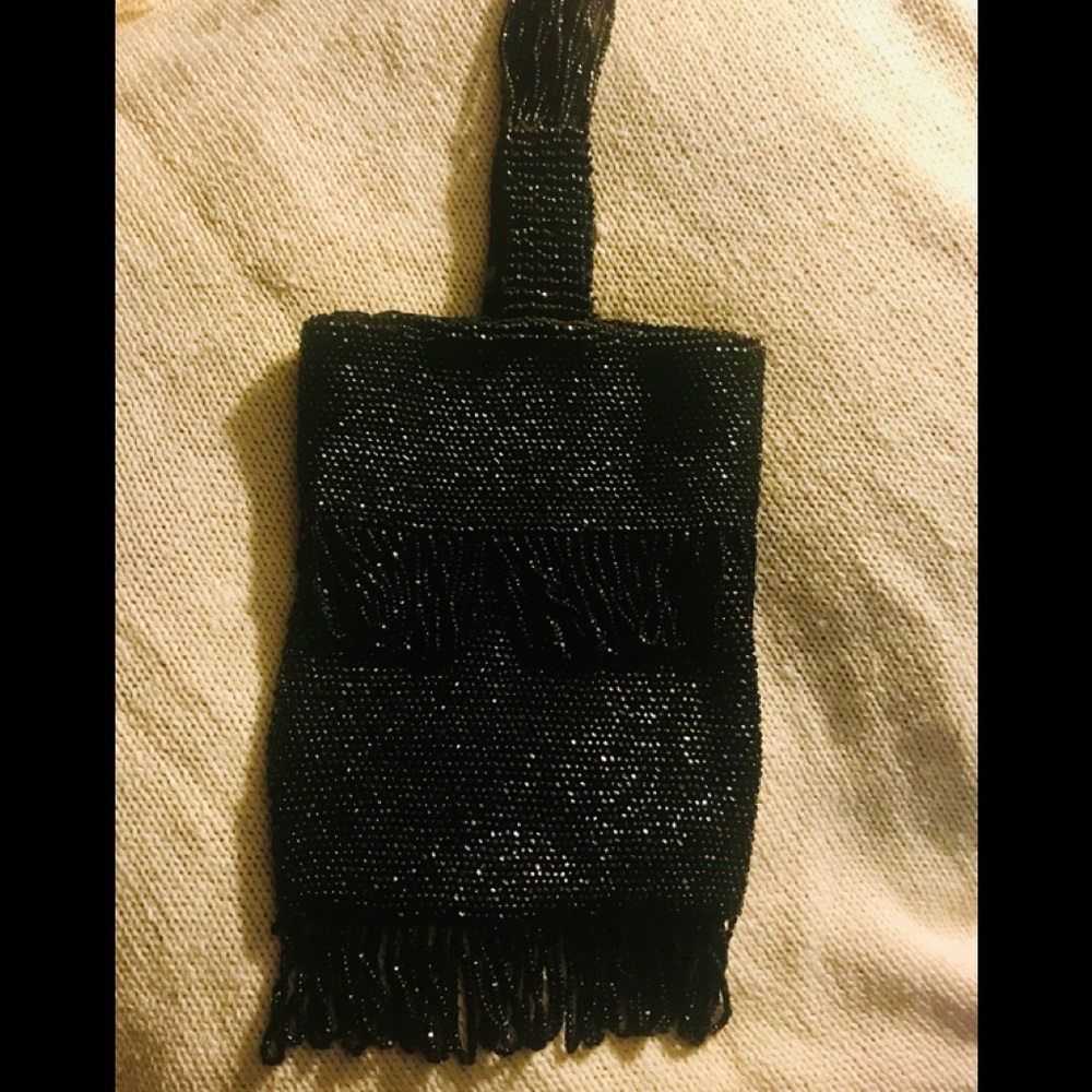 Black beaded purse with fridge